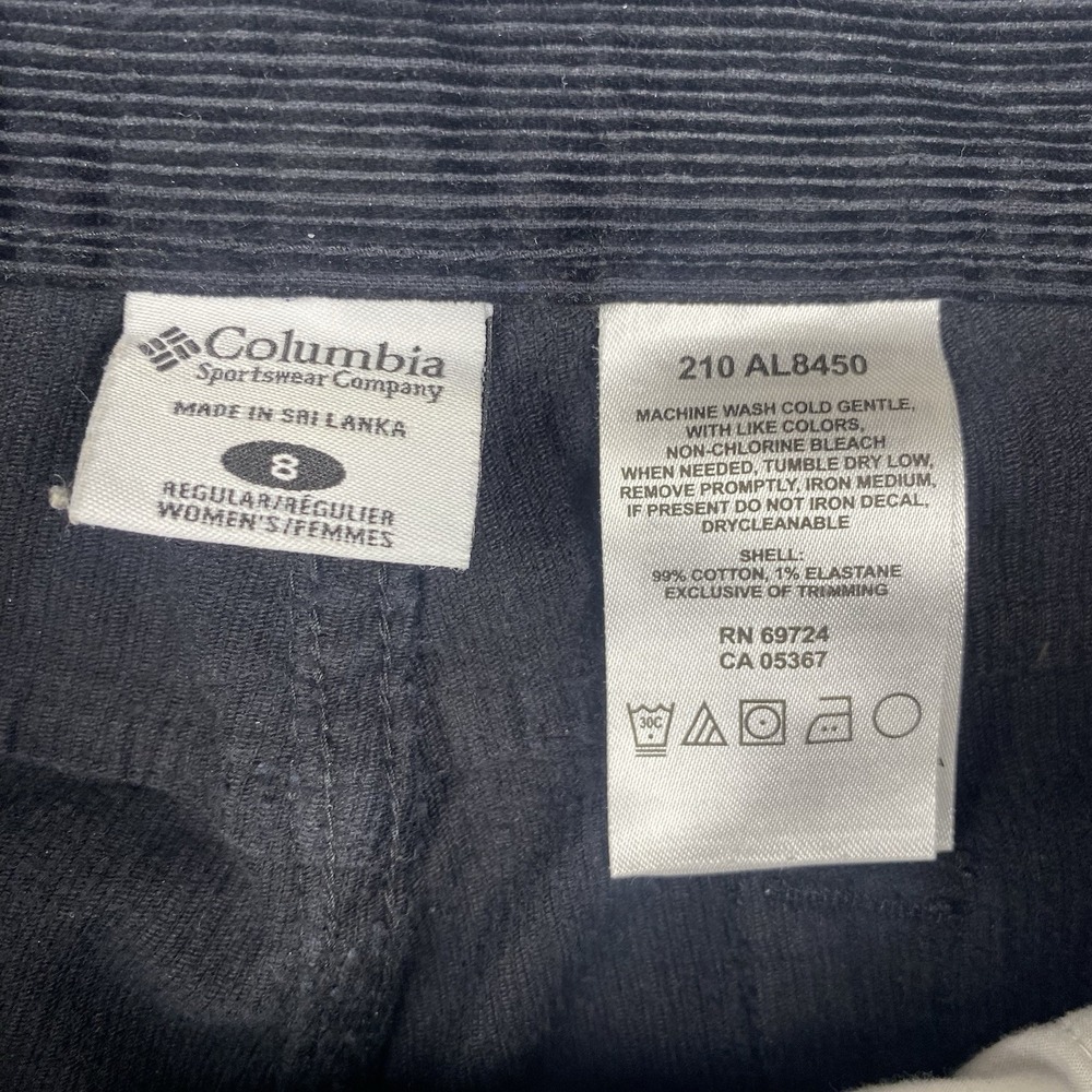 Columbia Corduroy Black Pants Womens 8 Straight Leg Casual Gorpcore AL8450 - Picture 5 of 8